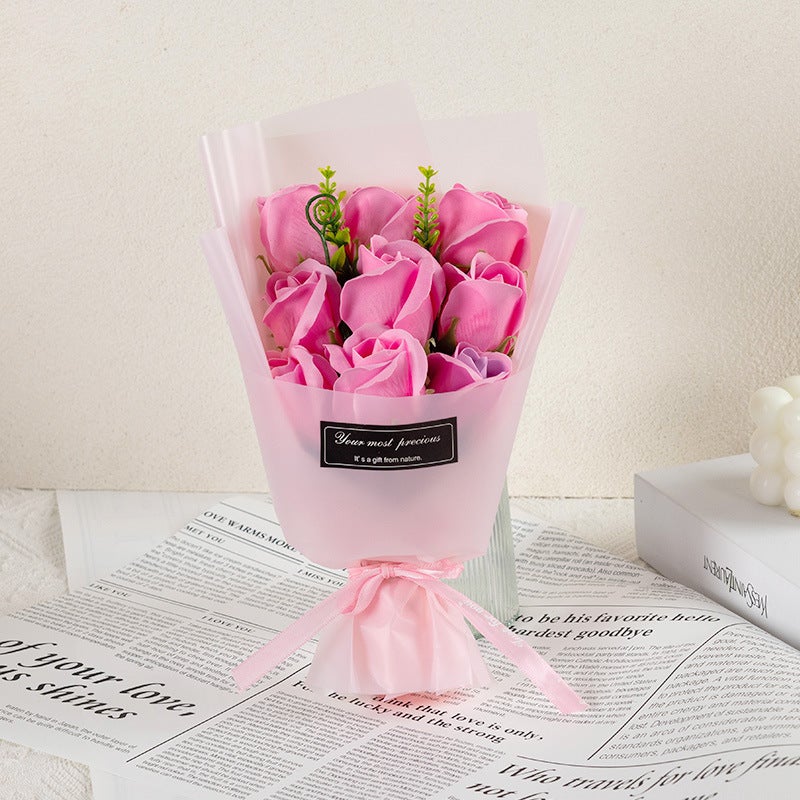 Ins Style Valentine'S Day Mother'S Day Gift 9 Roses Soap Flower Holiday Souvenir Simulated Rose Bouquet - Image 1